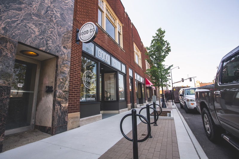 Storefronts along second street